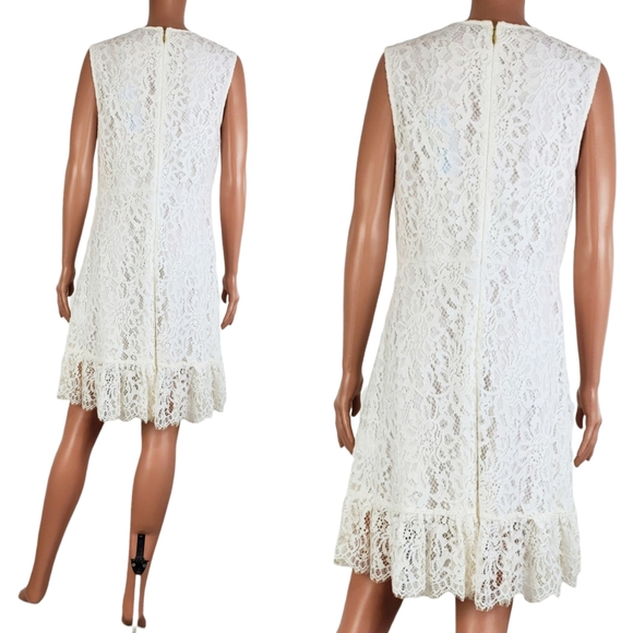 NWT Draper James lace sleeveless ruffle hem a line dress willow white size 8 - Picture 10 of 13
